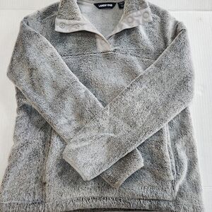 Lands' End Women's Gray Fleece Sweater